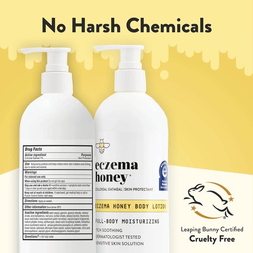 ECZEMA HONEY Oatmeal Body Lotion - Natural Eczema Relief Hand & Body Cream - 16 Oz for Dry Skin Repair