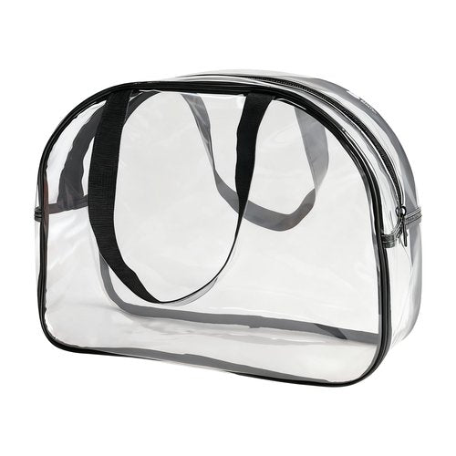 TotePrint Large Clear Butterfly Cosmetic Bag and Travel Pouch with Handle,Durable PVC Material,Zipper Design-Ideal for Makeup,Travel Essentials (Transparent+Black Handle)