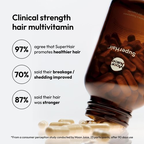 Moon Juice SuperHair Hair Growth Vitamins - Clinical Strength Biotin & Saw Palmetto Supplement for Thicker Hair | 120 Capsules