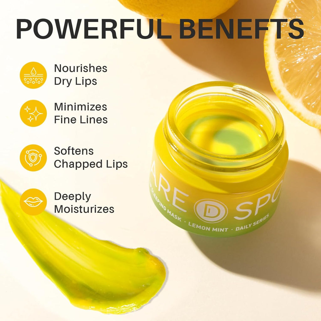 SPODARE 3-in-1 Dual-Color Lip Mask Set - Hydrating & Repairing for Dry Lips | Blueberry, Grape & Lemon, 1.26 Fl Oz