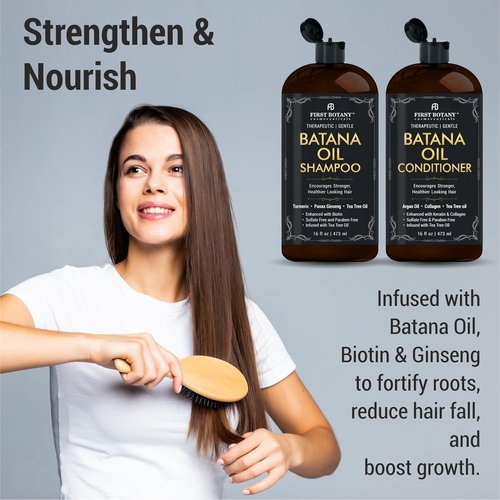 Batana Oil Shampoo & Conditioner - Sulfate-Free Formula for Hair Growth & Dandruff Relief - 16 fl oz x 2