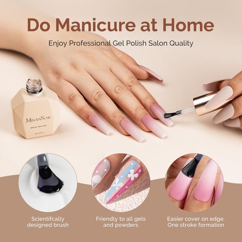 MelodySusie 15ML No Wipe Matte Gel Top Coat - Long-Lasting Finish for Clear Gel & Acrylic Nails | Perfect Gift for Women