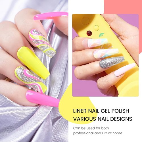 AIJIMEI 12 Colors Glitter Liner Polish Kit GlitterGelLiner Art for DIY ProfessionLiner Art PolishLinerGel Nail GluePolish