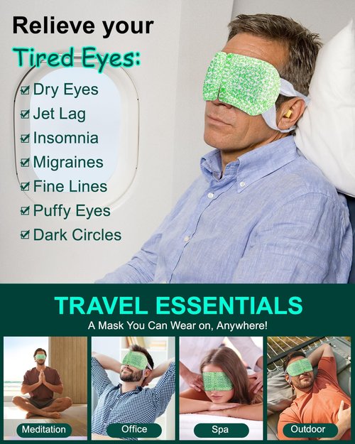 16 Packs Steam Eye Masks for Dry Eyes, Self Heating Warm Compress for Eyes Fatigue & Puffiness Relief, Disposable Heated Eye Mask Travel Essentials, Spa Relaxation Set for Women Christmas, Unscented