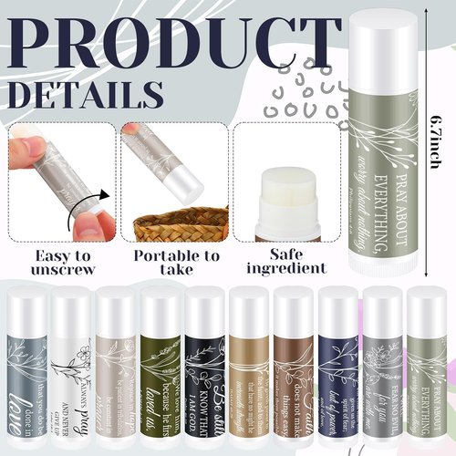 Skiennix 50 Pcs Christian Lip Balm Set - Perfect Religious Gifts for Easter, Mother's Day & More