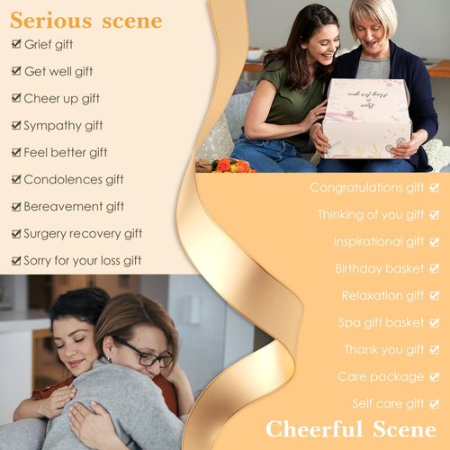 Sympathy Gift Baskets for Women, Care Package for Grieving Friend, Get Well Soon Gift Basket Thinking of You for Women Her Mom Sister Wife Girlfriend Best Friend Grandma Coworker (White)