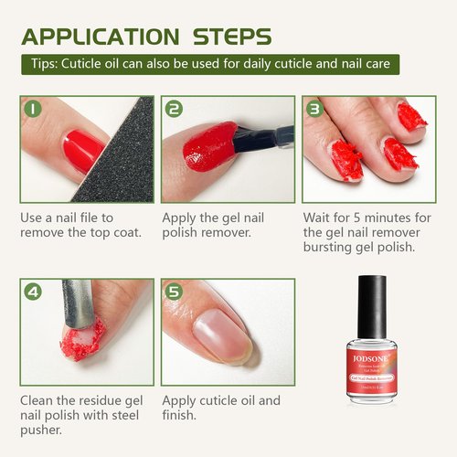 JODSONE Gel Nail Remover Quick Gel Nail Polish Remover and Base Coat Top Coat Simple Set is Suitable for Beginners to Try