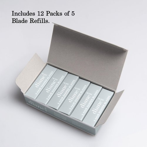 Diane Hair Shaper Razor Blades, Polymer Coated Stainless Steel Material, Precise Shaping, Trimming, and Cutting, Razor Refills for Barber, Straight Edge Razor Blade, 60-Pack