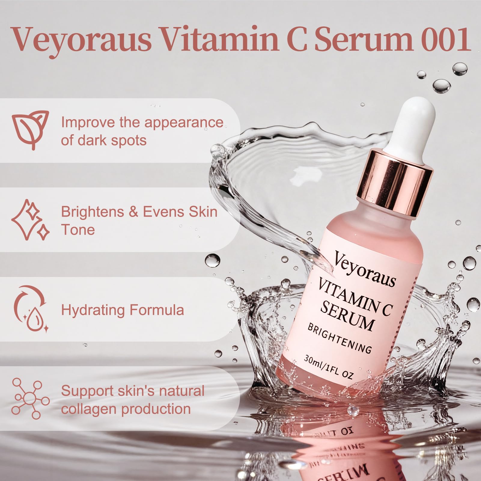 Vitamin C Serum for Face – Brightening & Anti-Aging & Wrinkle Facial Serum With Vitamin C, Sodium Hyaluronate, Vitamin E And More. Hydrating Dark Spot Corrector to Even Skin Tone & Glow, 1 fl oz