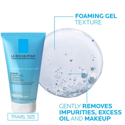 La Roche-Posay Toleraine Skin Care Set, Double Repair Face Moisturizer 100ml & Purifying Foaming Facial Cleanser 50ml, Oil Free Moisturizer & Face Wash For Oily Skin, Formulated with Niacinamide
