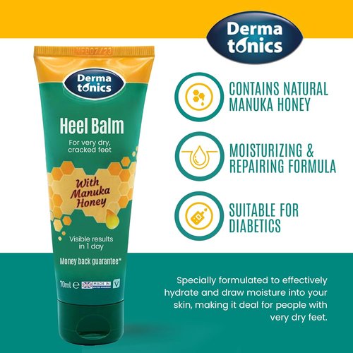 Dermatonics Foot Cream - Intensive Moisturizing Treatment with 25% Urea & Manuka Honey | 2.37 oz for Dry, Cracked Heels
