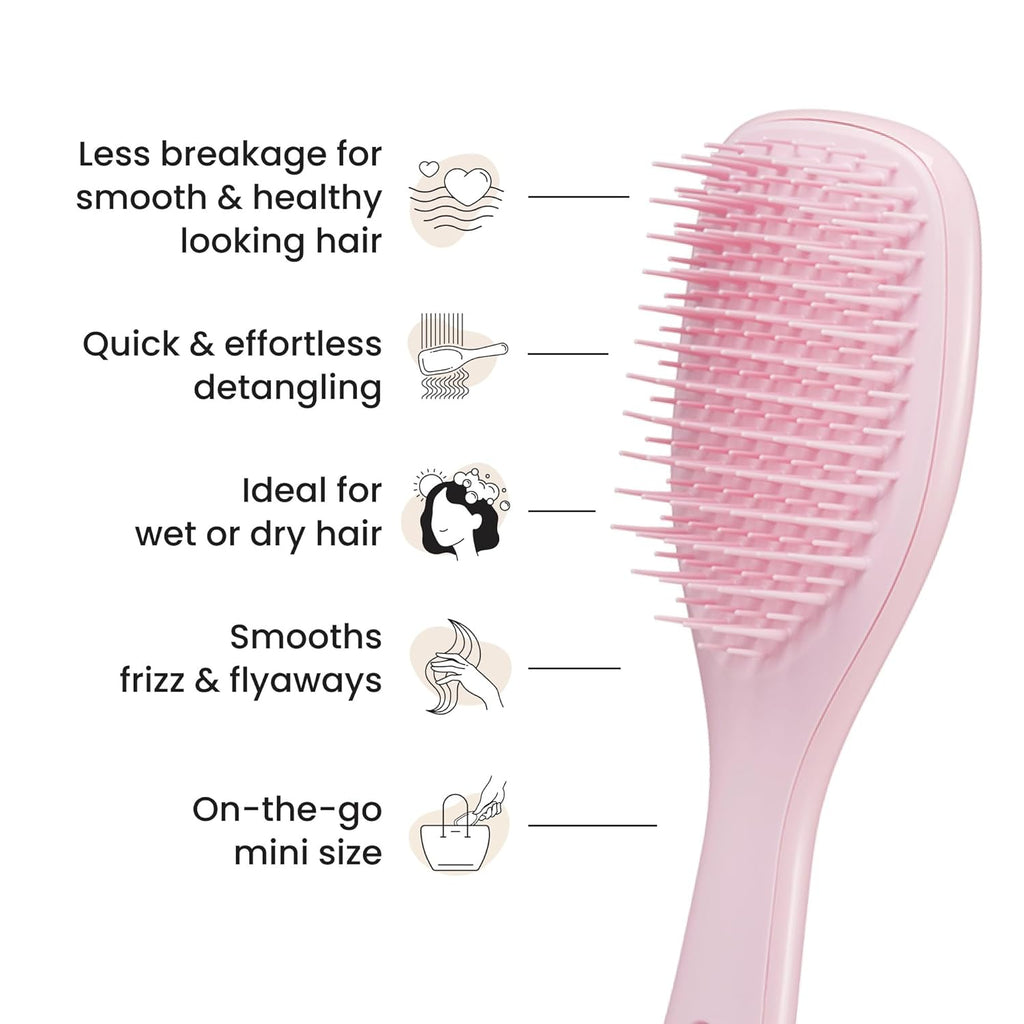 Tangle Teezer Ultimate Detangler Brush - Travel-Size Mini for Straight to Wavy Hair | Millennial Pink, Reduces Breakage