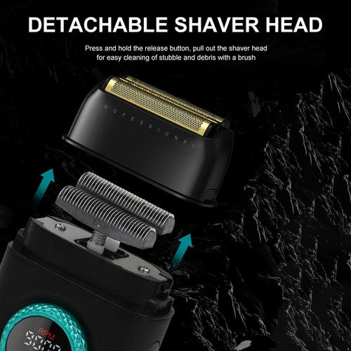 VGR 378 Electric Shavers for Men, Triple Floating Blade Foil Shaver Cordless Men's Electric Razor, 9000 RPM Motor Bald Shavers Titanium Foils with LED Display, Barber Supplies (Red)