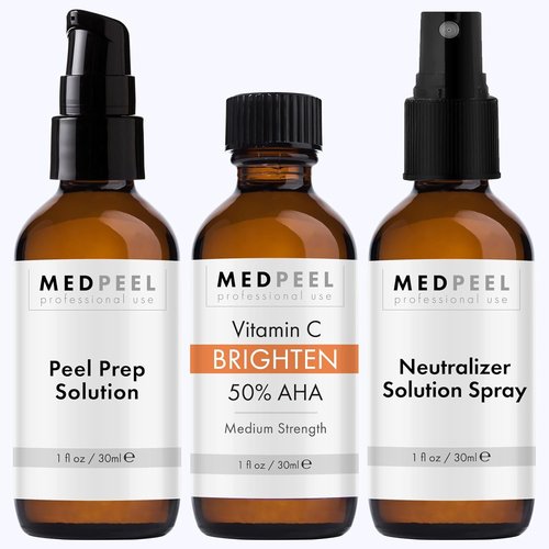 Medpeel Chemical Peel Kit - 50% AHA & Vitamin C Brightening Treatment | Medium Strength, 1oz/30ml (Set of 3)