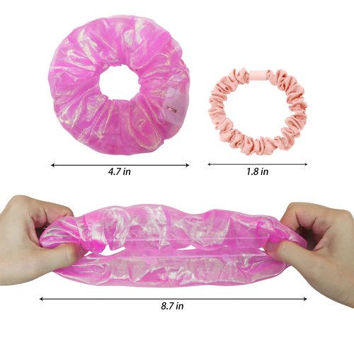 30Pcs Light Up Scrunchies with 18Pcs Satin Elastic Hair Ties, Valentine's Day LED Scrunchy for Women & Girls, Glow in the Dark Party Supplies Party Favor Festival Rave Accessories for Neon Glow Party