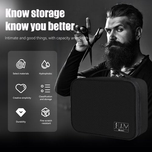 AIHOPESTO Barber Case Barber Tool Bags Barber clipper Bag Barber Cases for Clippers and Supplies Professional Barber Accessories Kit Hair Cutting Scissors Storage Bag Shaving Kits (Black)