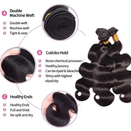 Human Hair Bundles 12 12 12 Inch Body Wave Bundles Human Hair 100% Unprocessed Brazilian Virgin Body Wave 3 Bundles Human Hair Extensions for Black Women Natural Black