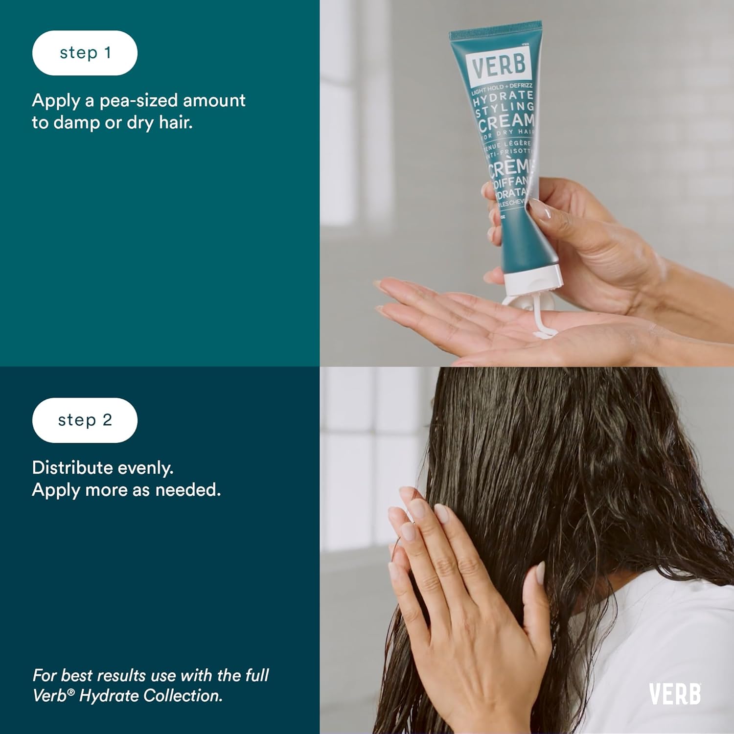 VERB Hydrate Styling Cream - Smooths Frizz & Hydrates Dry Hair - Amber & Warm Jasmine Scent