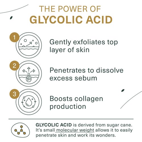 Botanic Tree Glycolic Acid Face Wash - Facial Cleanser and Scrub - 10% Glycolic Acid, AHA - Salicylic Cleanser - 6 fl. oz