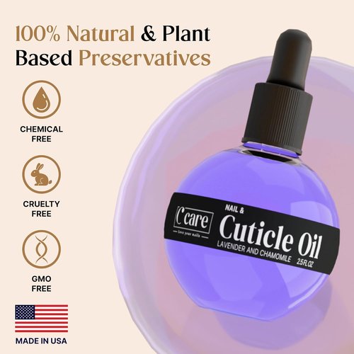 C CARE Cuticle Oil - Lavender & Chamomile Nail Moisturizer - Strengthens Nails & Cuticles - 2.5 oz Bottle