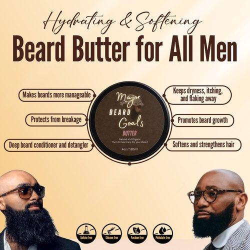 Beard Butter for Men - Leave-In Softener with Jamaican Black Castor Oil & Biotin - 4oz