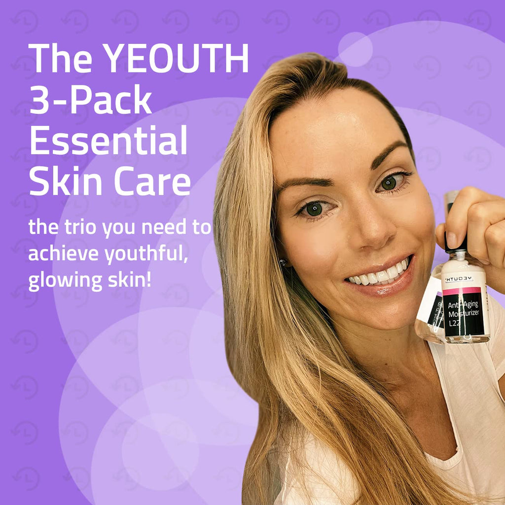 YEOUTH Valentine's Day Skin Care Set - Hydrating Hyaluronic Acid Serum, Vitamin C Toner & Moisturizer | 3-Piece Facial Gift Set