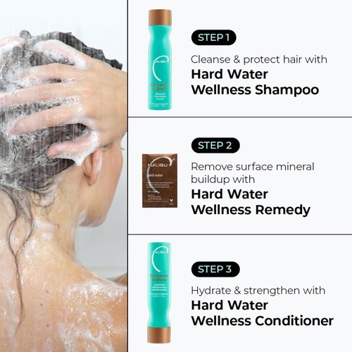 Malibu C Hard Water Wellness Shampoo - Hydrating, Sulfate-Free Formula for Mineral Removal - 10 oz
