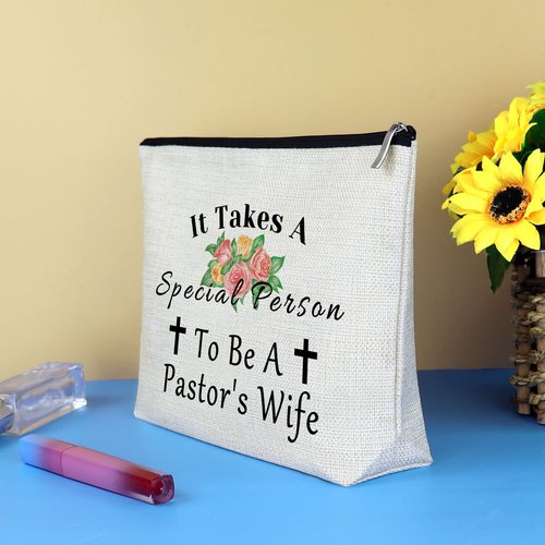 Pastor’s Wife Makeup Bag Pastor Appreciation Gifts for Women Religious Present Cosmetic Bag Christmas Birthday Present for Minister's Wife Thank You Gift Travel Toiletry Pouch