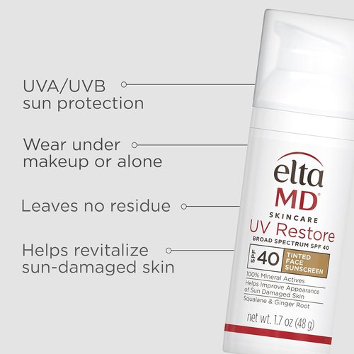 EltaMD UV Restore Face Sunscreen - SPF 40 Mineral Formula for Sun-Damaged Skin Repair | Anti-Aging Zinc Oxide