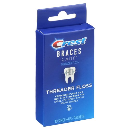 Crest Braces Care by Threader Floss, (30) Single-Use Packets