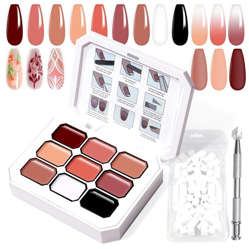 U-Shinein Gradient Painting Gel, 9 Colors Ombre Gel Nail Polish Include Almond Nude Black&White Sponging for Pigment Pat Kit Aura Nails, French Manicure DIY Terracotta Blush Set