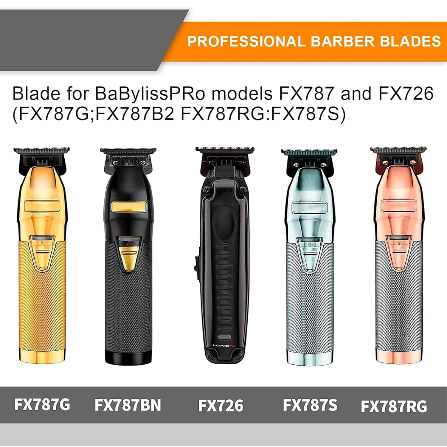 BaByliss PRO FX707Z Replacement Trimmer Blades - DLC 2.0 Compatible with FX787 & FX726 | Black - 1PC