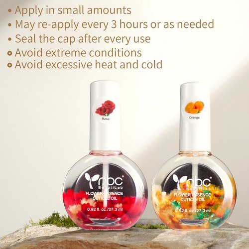 Cuticle Oil, Nail Growth Oil Natural Blend of Jojoba, Vitamin E Nail Cuticle Oil for Repairs Cuticles Overnight Moisturizes and Strengthens Nails Cuticles 2 x 0.92 oz Orange & Rose