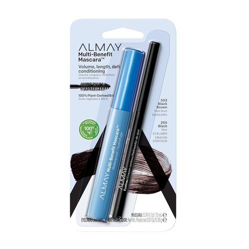 Almay Multi-Benefit Mascara & Eyeliner Duo - Long-Lasting Black Brown Value Pack