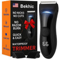 Bekhic® Manscape Groin & Body Hair Trimmer for Men – Waterproof Pubic Hair Shaver & Ball Groomer with LED Light – No-Nick Ceramic Blade, 90-Min Runtime, Cordless Wet/Dry Clipper for Sensitive Skin