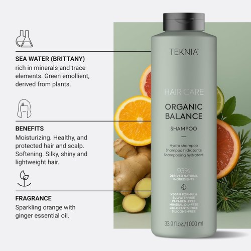 Lakmé Teknia Organic Balance Shampoo - Hydrating Formula for Scalp & Hair | 33.8 Fl Oz
