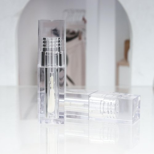 COSIDEA 24pcs PETG 5ml Empty square Transparent lipgloss tubes bulk wholesale with big wand lipgloss containers large doe foot tube for coconut oil bottle