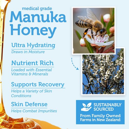 Manuka Honey Exfoliating Face Scrub - Gentle Microdermabrasion for Smooth, Soft Skin | 2oz