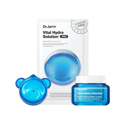 Dr.Jart+ Vital Hydra Solution Hydration Trio - Face Mask, Water Cream & Jelly Bear Lip Mask Set for Glass Skin