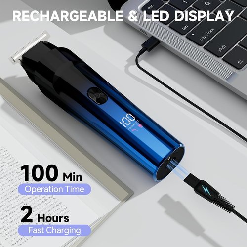 Skiennix Beard Trimmer - 5-in-1 Cordless Hair Clipper Kit with Waterproof Foil Razor | Precision Grooming (Blue)