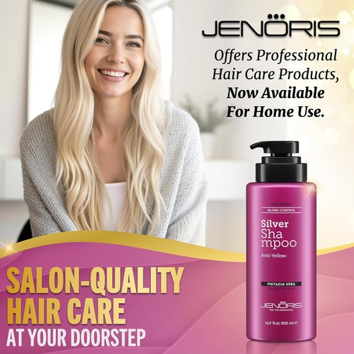 Jenoris Silver Purple Shampoo - Neutralizes Yellow & Brassy Tones for Blonde, Silver & Gray Hair | 16.9 Fl Oz