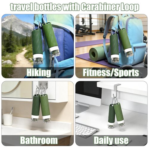 Udihch 26 Pieces Travel Size Toiletries Bottles Set, Tsa Approved Leakproof Refillable Travel Bottles with Hanging hole design, Silicone Material, Suitable for Shampoo, Conditioner, and Body Lotion