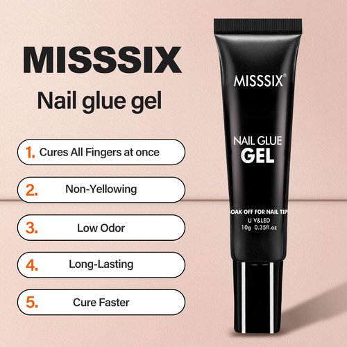 Misssix Short Almond Gel x Nail Tips Kit, 504Pcs Pre Etched Clear Fake Nails, Full Cover False Nail 9-in-1 Gel Glue and Portable Mini U V Nail Lamp for Women 12 Sizes