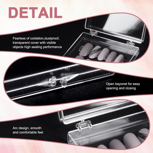 CloudTrip 15 Pcs Large (8 x 8cm) Press On Nail Packaging Storage Box and 60pcs Adhesive Tabs - Acrylic Organizer Case for Artificial Nail Business Supplies (Clear 15 Pack)