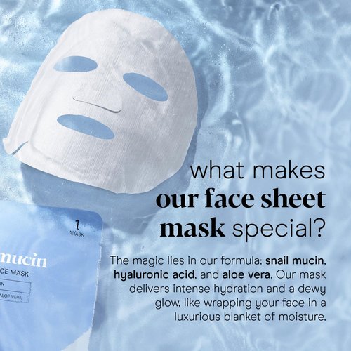 Baebody Snail Mucin Mask | Hydrating Face Sheet Masks with Hyaluronic Acid - 6 Pcs for Youthful Skin