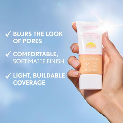 COVERGIRL Clean Fresh Blurring Skin Tint - SPF 30 Liquid Foundation, 400 Fair Warm, Soft Matte Finish