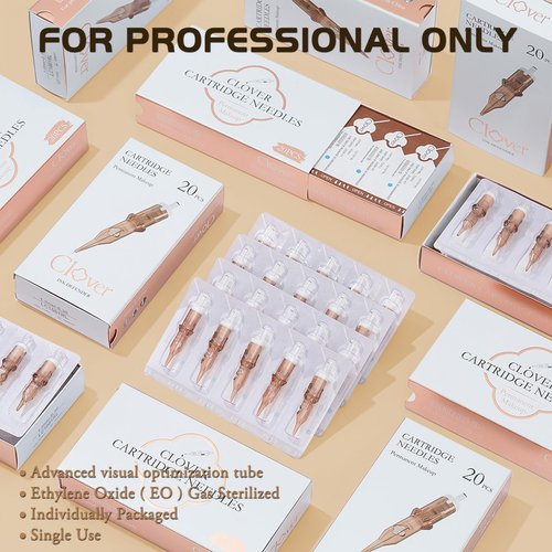 POPUPMU Smp Tattoo Cartridge Needles 1 Round Liner 0.30mm Bugpin Permanent Makeup Microblading Hair Scalp 1RL Cartridges Lining Needle for Tattoo Pen Rotary Machine Supply 1001RL (Clover)