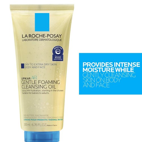 La Roche-Posay Lipikar AP+ Gentle Foaming Cleansing Oil - Hydrating Face & Body Cleanser with Niacinamide, Fragrance-Free