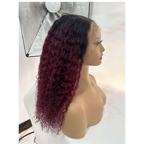 Lagalaga HD Omber Burgundy 99J Curly Wave Wigs Human Hair 200% Density Lace Frontal Wig 4x4 Deep Wave Wigs Human Hair Pre Plucked For Black Women