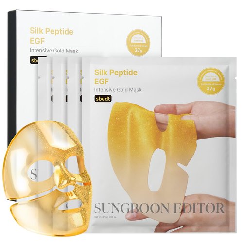 SUNGBOON EDITOR Silk Peptide EGF Intensive Gold Overnight Mask, Hydrating Mask for Glass Skin,31 Multi Peptide(Copper Peptides)+24K Gold&Collagen, Korean Skincare, 4ea | Valentines Day Gifts for Woman